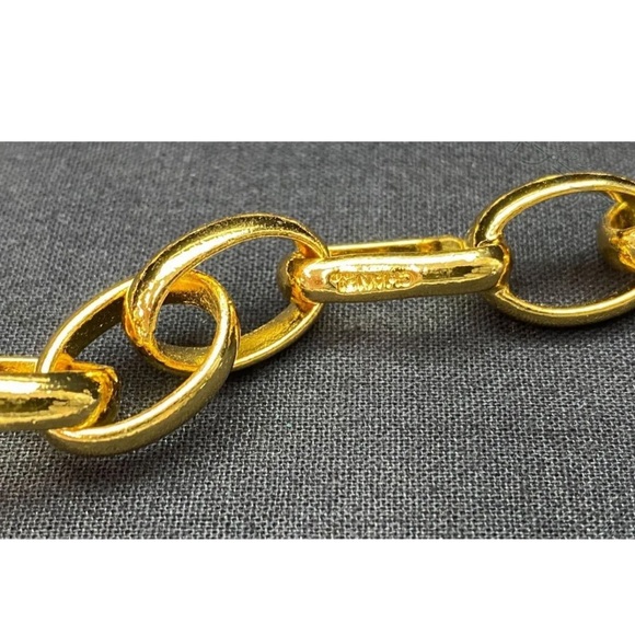 CHANEL BELT AUTH Coco chain CC Rare Gold Plate Logo MEDAL Necklace round 83cm - Picture 8 of 8